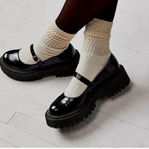 Free People Malika Patent Leather Mary Jane Chunky Platform Heel SZ 7 NWOB